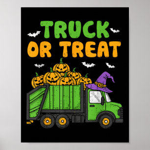 Póster Camión O Trato Gracioso Calabaza Camión De Basura 