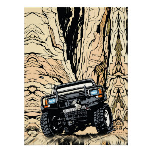 Póster Camión Retro Fuera de Carretera Arte Pop de Escala