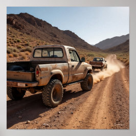 Póster Camión vintage en la persecución