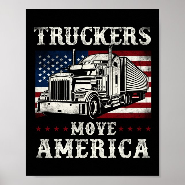 Póster Camionero camionero Tuckers mueve Estados Unidos (Frente)