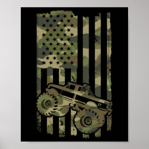 Póster Camionero Monstruo Camión Monstruo Retro Bandera D