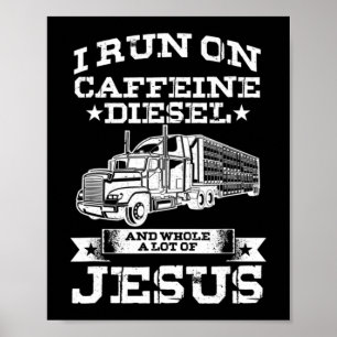 Póster Camionero Religioso Corre En Caffeine Lot