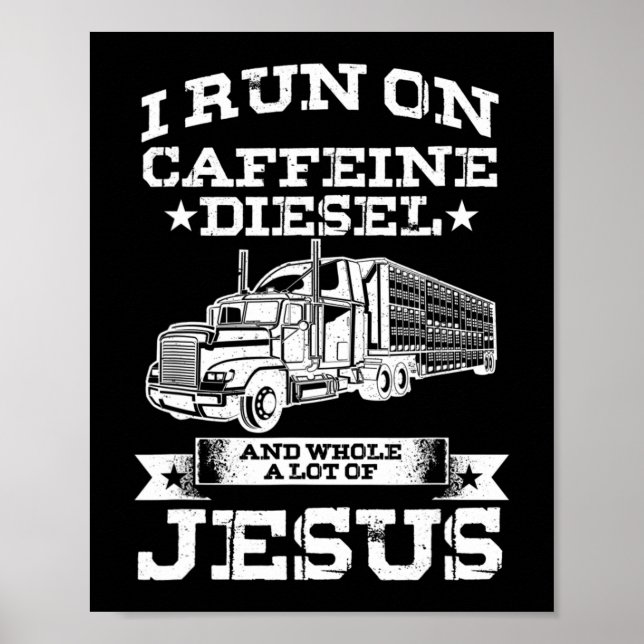 Póster Camionero Religioso Corre En Caffeine Lot (Frente)