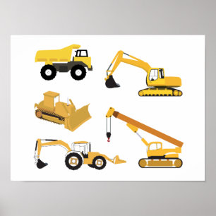 Póster Camiones de construcción