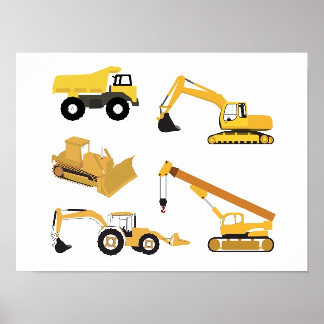 Póster Camiones de construcción (Frente)