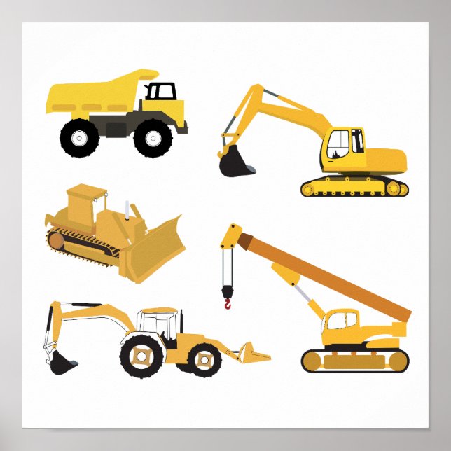 Póster Camiones de construcción (Frente)