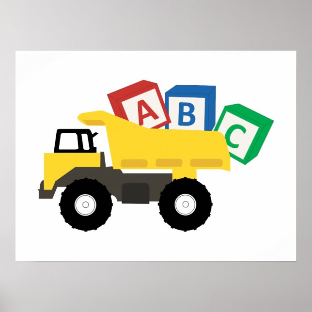 Póster Camiones de construcción de camiones volcados ABC (Frente)