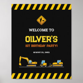 Póster Camiones de construcción editables Rótulos Fiestas