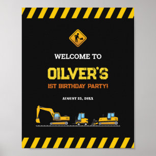 Póster Camiones de construcción editables Rótulos Fiestas