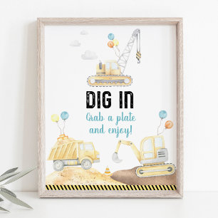 Póster Camiones De Construcción En El Rótulo De Alimentos