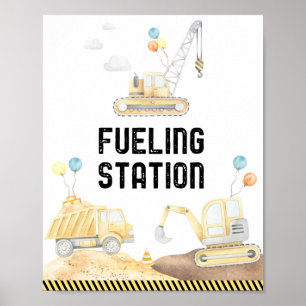 Póster Camiones de construcción Estación de combustible R