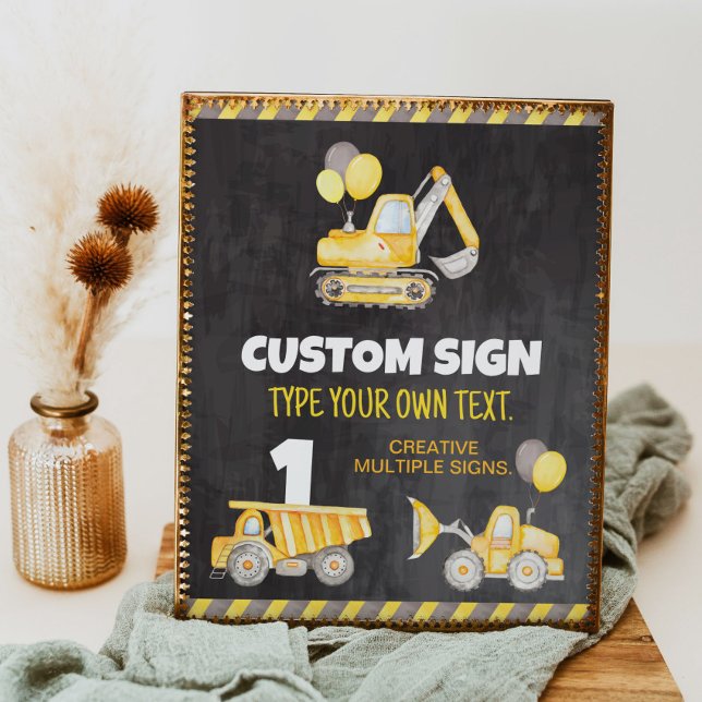 Póster Camiones de construcción Rótulo de mesa de fiesta  (Subido por el creador)