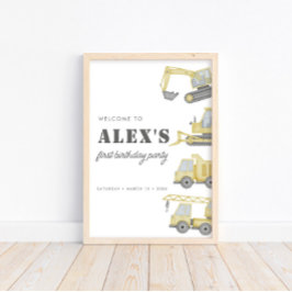 Póster Camiones de construcción Vehículos niños Primer cu