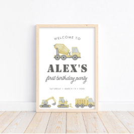 Póster Camiones de construcción Vehículos niños Primer cu