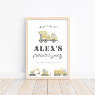 Póster Camiones de construcción Vehículos niños Primer cu