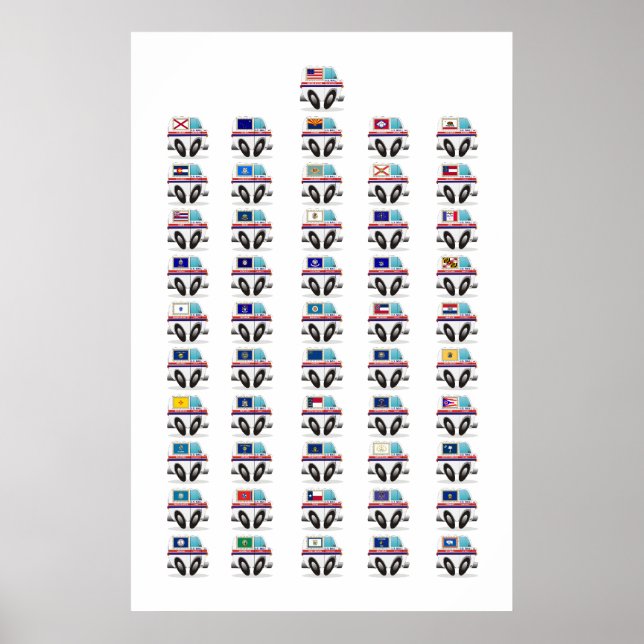 Póster Camiones de correo de Estados Unidos (Frente)