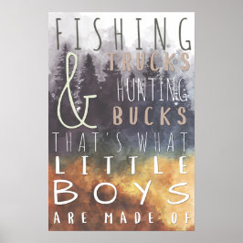 Póster Camiones de Pesca Caza Ciervos Habitación de Bebé 