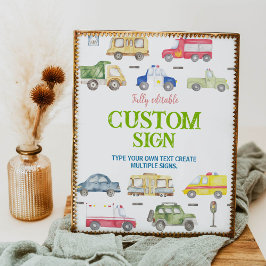 Póster Camiones de transporte Rótulo de mesa de fiesta de