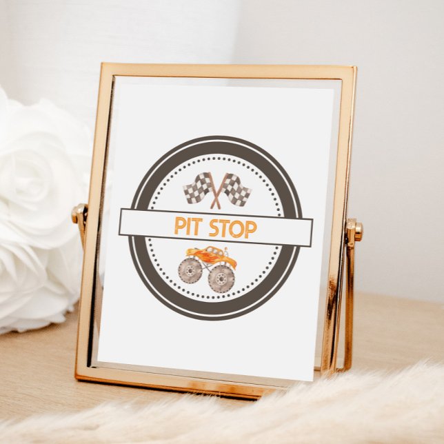 Póster Camiones Monstruos Pit Stop Rótulo de cumpleaños (Subido por el creador)