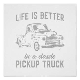 Póster Camioneta Clásica Tipo Hombre Vintage