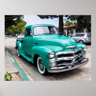 Póster camioneta estadounidense vintage