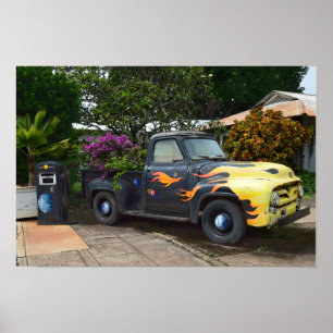 Póster Camioneta vintage de los años 50 en Hawaii