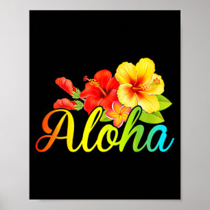 Póster Camisa Aloha flor hawaiana vacaciones hawaii mujer
