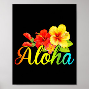 Póster Camisa Aloha flor hawaiana vacaciones hawaii mujer
