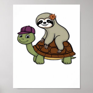 Póster Camisa clásica de Tortuga montando un perezoso