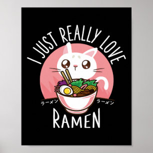 Póster Camisa de Anime del Gato del Ramen - Ropa de Kawai