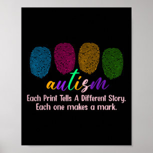 Póster Camisa de autismo de huella digital1