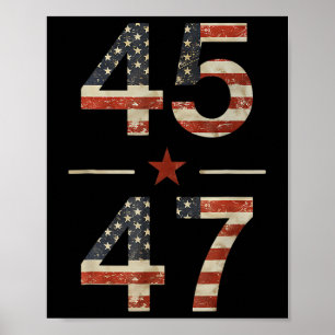 Póster Camisa De Bandera De Trump 2024 Vintage 45 47 Para