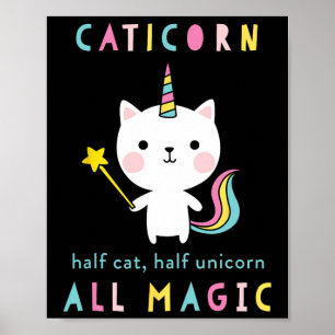 Póster Camisa de Caticorn Mitad Gato Unicornio Lindo Meow