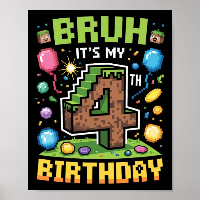 Póster Camisa de cumpleaños Bruh es mi cuarto video de cu (Frente)