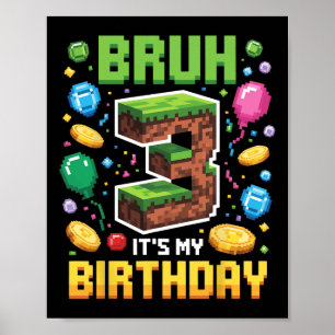 Póster Camisa de cumpleaños Bruh es mi video de tercer cu