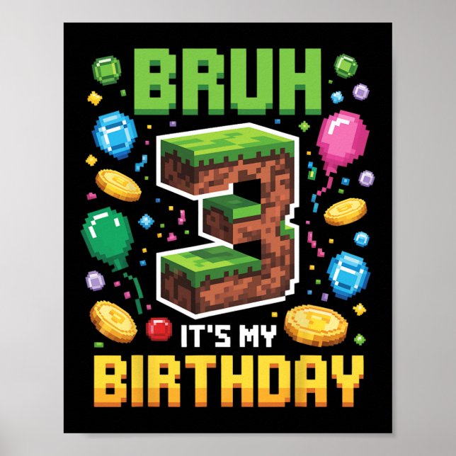 Póster Camisa de cumpleaños Bruh es mi video de tercer cu (Frente)