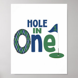 Póster Camisa De Cumpleaños Golf Primer Agujero De Cumple