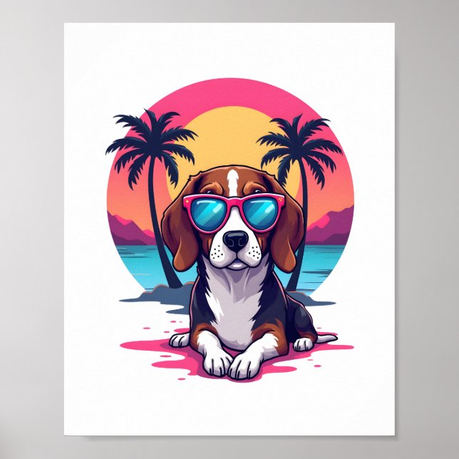 Póster Camisa De Fondo Beagle Sunset, Beagle Mom, Beagle (Frente)