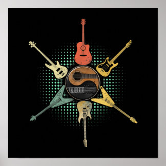 Póster Camisa de guitarra. Estilo Retro, Regalo Para Guit