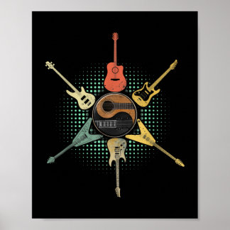 Póster Camisa de guitarra. Estilo Retro, Regalo Para Guit
