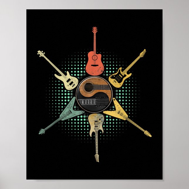 Póster Camisa de guitarra. Estilo Retro, Regalo Para Guit (Frente)