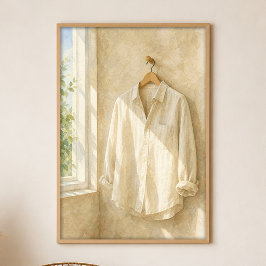 Póster Camisa de lino junto a la ventana Gouache Boho Art