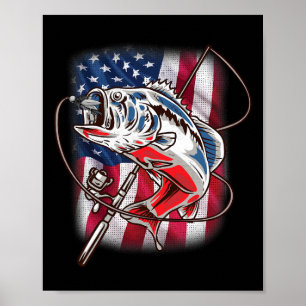 Póster Camisa de pesca de la bandera americana vintage Us