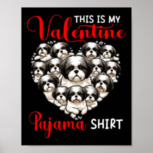 Póster Camisa de pijama de San Valentín Grupo de Shih Tzu