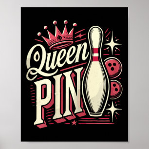 Póster Camisa de reina Pin Bolera Liga de bolos para bolo