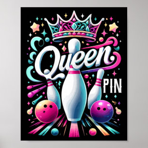 Póster Camisa de Reina Pin Bolera Liga de Bolos Para Bowl