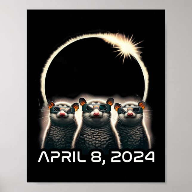 Póster Camisa Eclipse Solar Total 2024 Opossum En Astrono (Frente)