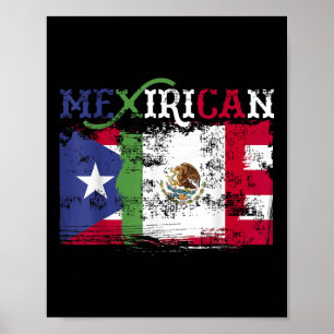 Póster Camisa mexicana, camiseta con bandera de Puerto Ri