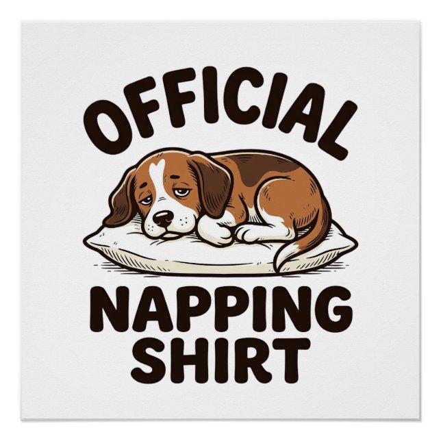 Póster Camisa Oficial para Dormir Perro Dormilón Diseño V (Anverso)
