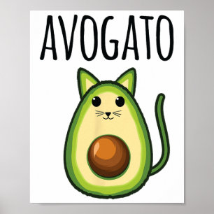 Póster Camisas Avogato Para Mujeres Gato Vegetari Funny A